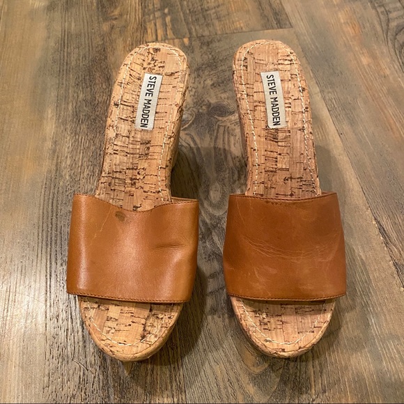 Steve Madden Surg camel leather cork wedges - Picture 13 of 14